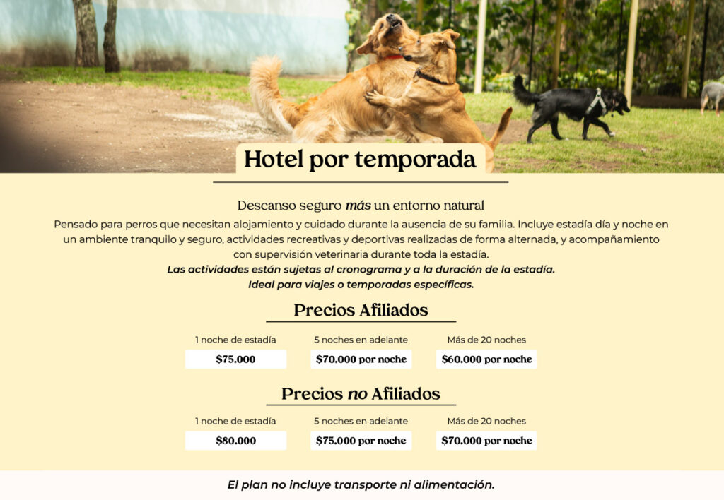 Hotel canino por temporada en Bogotá con estadía día y noche en entorno natural – El Bosque Canino